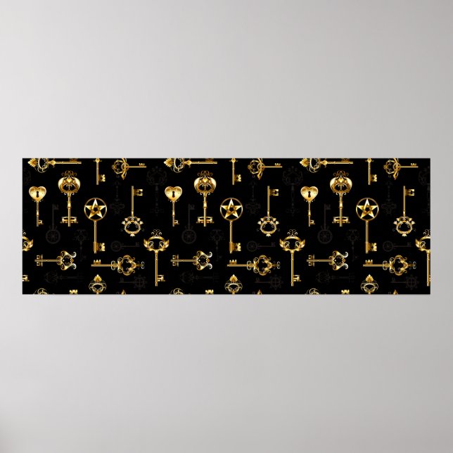 Seamless Pattern with Golden Keys Poster (Front)