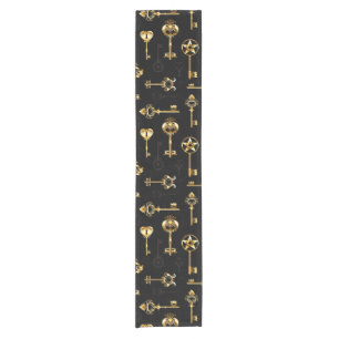 Seamless Pattern with Golden Keys Short Table Runner