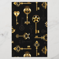 Seamless Pattern with Golden Keys
