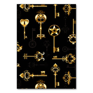 Seamless Pattern with Golden Keys Table Number
