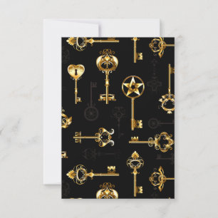 Seamless Pattern with Golden Keys Thank You Card