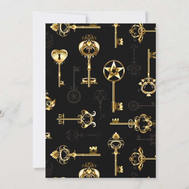 Seamless Pattern with Golden Keys Thank You Card (Front)