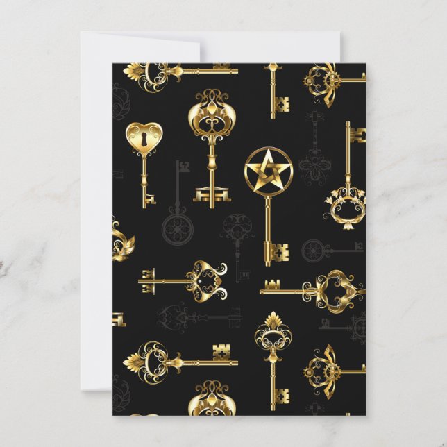 Seamless Pattern with Golden Keys Thank You Card (Front)