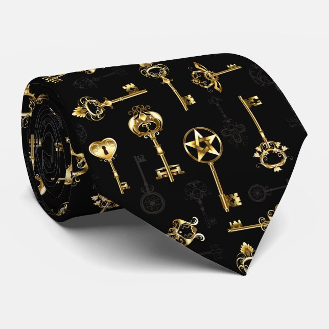 Seamless Pattern with Golden Keys Tie (Rolled)