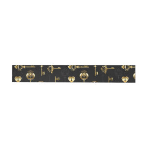 Seamless Pattern with Golden Keys Wrap Around Label