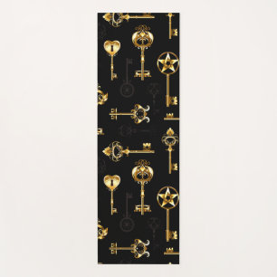 Seamless Pattern with Golden Keys Yoga Mat