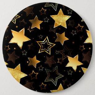 Seamless pattern with Golden Stars 6 Inch Round Button