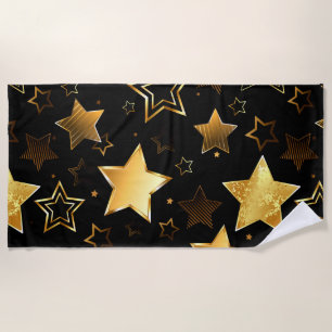 Seamless pattern with Golden Stars Beach Towel