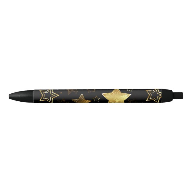 Seamless pattern with Golden Stars Black Ink Pen (Front)