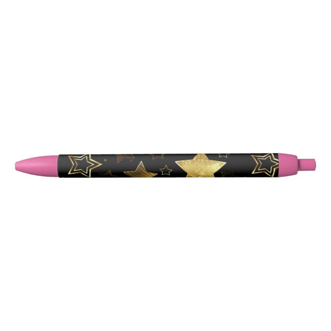 Seamless pattern with Golden Stars Black Ink Pen (Front)
