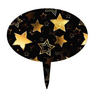Seamless pattern with Golden Stars Cake Pick