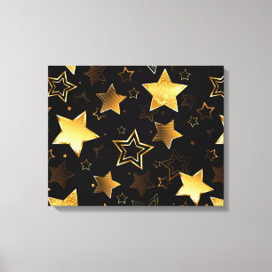 Seamless pattern with Golden Stars Canvas Print