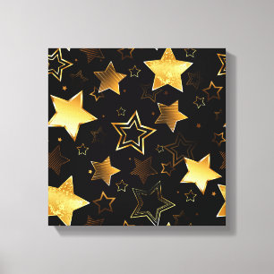 Seamless pattern with Golden Stars Canvas Print