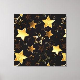 Seamless pattern with Golden Stars Canvas Print