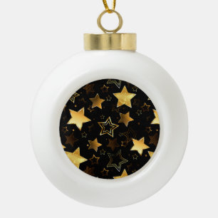 Seamless pattern with Golden Stars Ceramic Ball Christmas Ornament