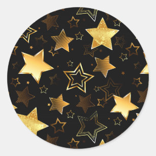 Seamless pattern with Golden Stars Classic Round Sticker