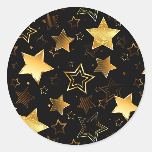 Seamless pattern with Golden Stars Classic Round Sticker (Front)