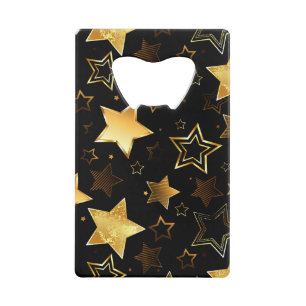 Seamless pattern with Golden Stars Credit Card Bottle Opener