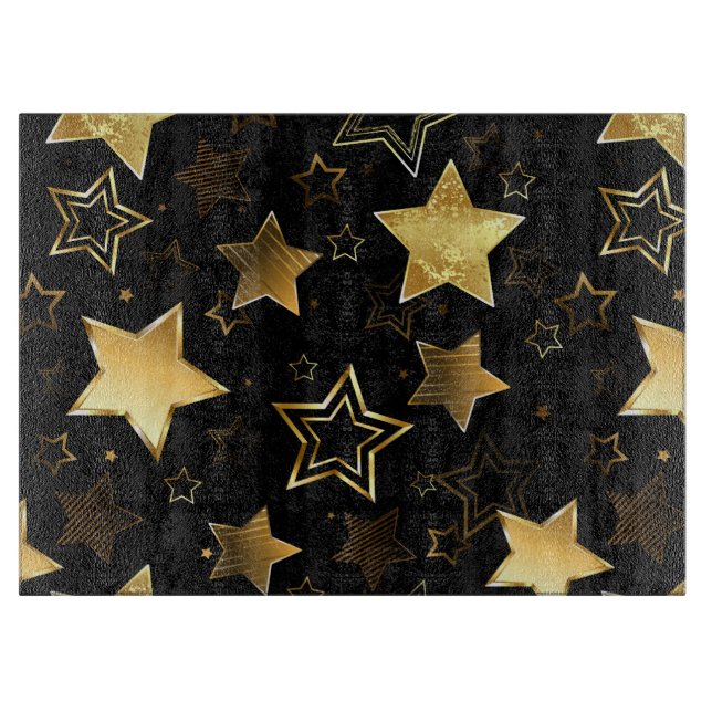Seamless pattern with Golden Stars Cutting Board (Front)