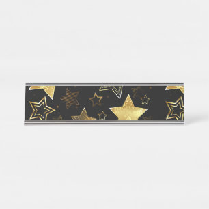 Seamless pattern with Golden Stars Desk Name Plate