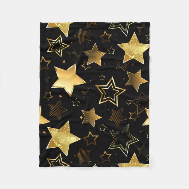 Seamless pattern with Golden Stars Fleece Blanket (Front)