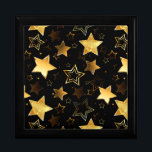 Seamless pattern with Golden Stars Gift Box<br><div class="desc">Seamless with Golden Stars on Black background. Gold star.</div>