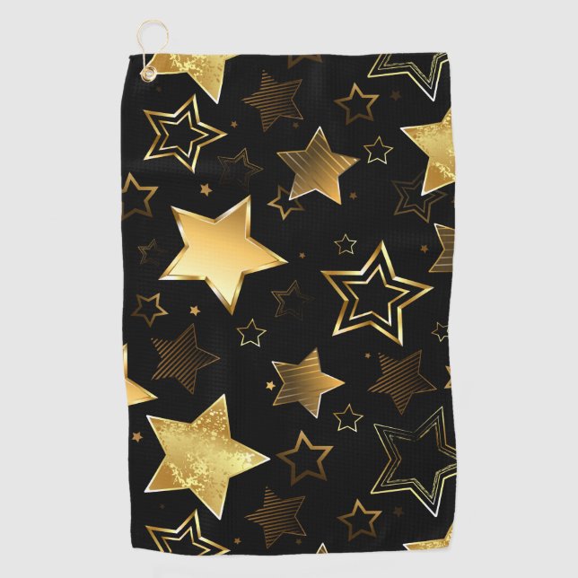 Seamless pattern with Golden Stars Golf Towel (Front)