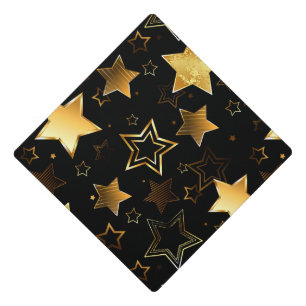 Seamless pattern with Golden Stars Graduation Cap Topper