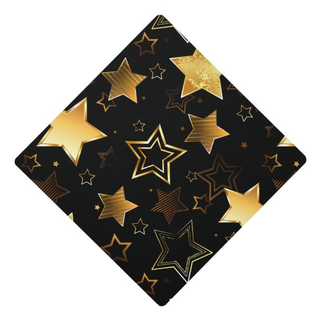 Seamless pattern with Golden Stars Graduation Cap Topper (Front)