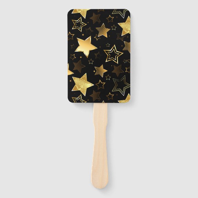 Seamless pattern with Golden Stars Hand Fan (Front)