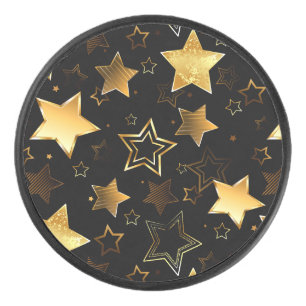 Seamless pattern with Golden Stars Hockey Puck