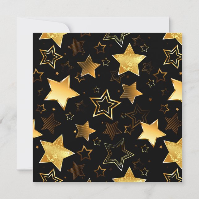 Seamless pattern with Golden Stars Holiday Card (Front)