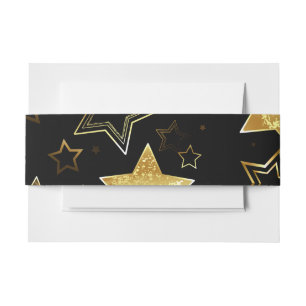 Seamless pattern with Golden Stars Invitation Belly Band