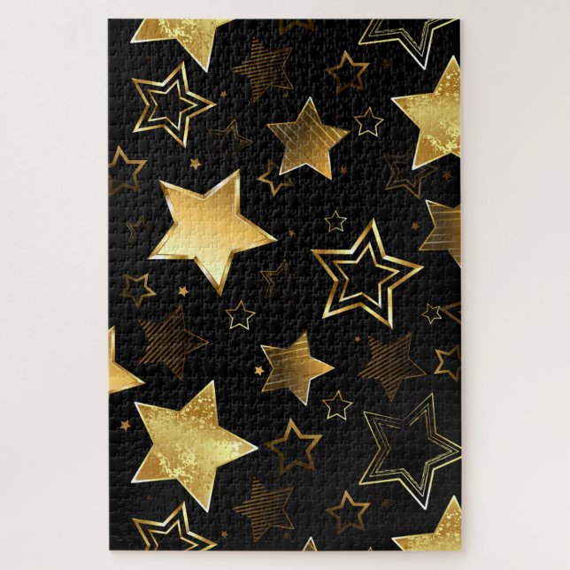 Seamless pattern with Golden Stars Jigsaw Puzzle (Vertical)
