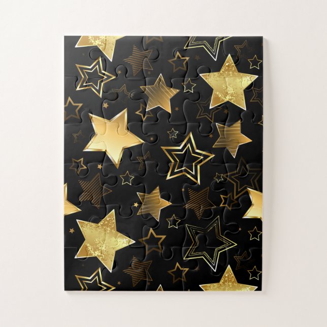 Seamless pattern with Golden Stars Jigsaw Puzzle (Vertical)