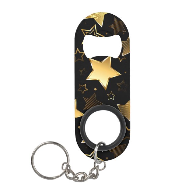 Seamless pattern with Golden Stars Keychain Bottle Opener (Front)