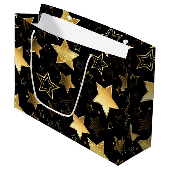 Seamless pattern with Golden Stars Large Gift Bag (Front Angled)