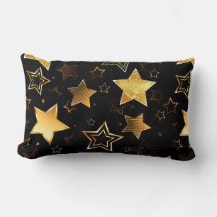 Seamless pattern with Golden Stars Lumbar Pillow