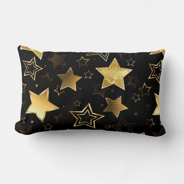 Seamless pattern with Golden Stars Lumbar Pillow (Front)
