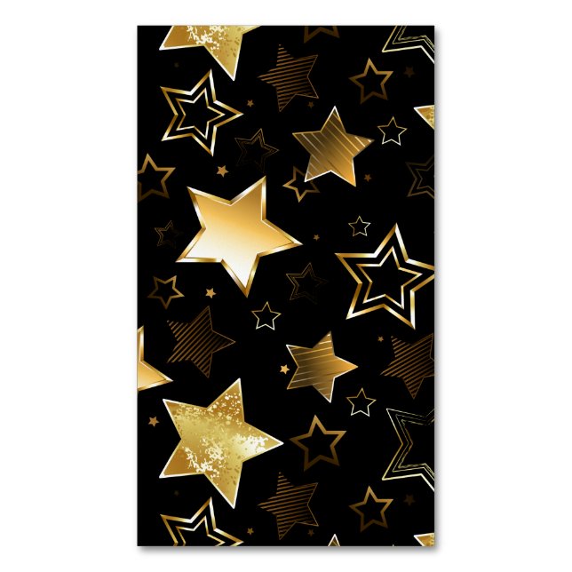 Seamless pattern with Golden Stars Magnetic Business Card (Front Vertical)