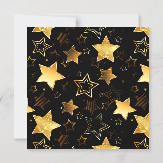 Seamless pattern with Golden Stars Magnetic Invitation (Front)