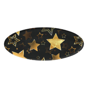 Seamless pattern with Golden Stars Name Tag