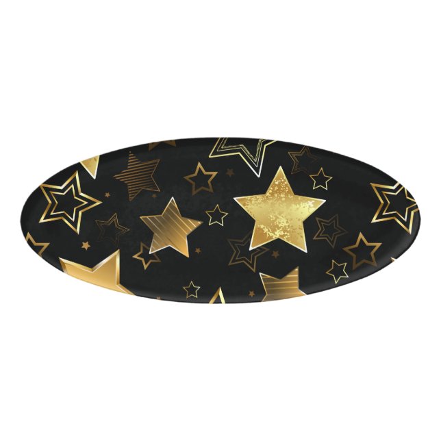 Seamless pattern with Golden Stars Name Tag (Front)