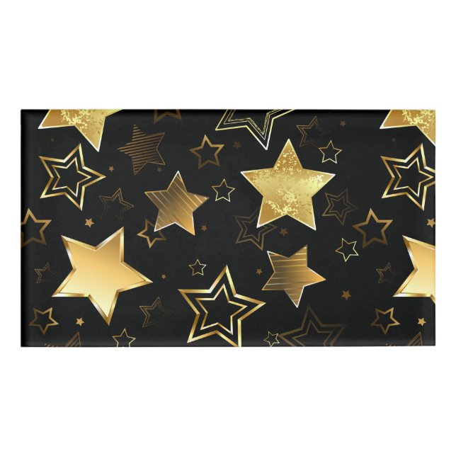 Seamless pattern with Golden Stars Name Tag (Front)