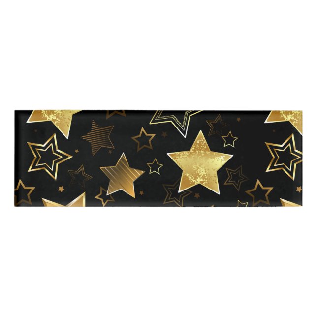 Seamless pattern with Golden Stars Name Tag (Front)