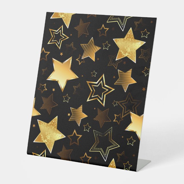 Seamless pattern with Golden Stars Pedestal Sign (Front)