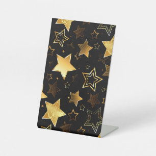 Seamless pattern with Golden Stars Pedestal Sign