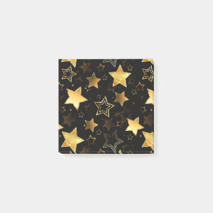 Seamless pattern with Golden Stars Post-it Notes