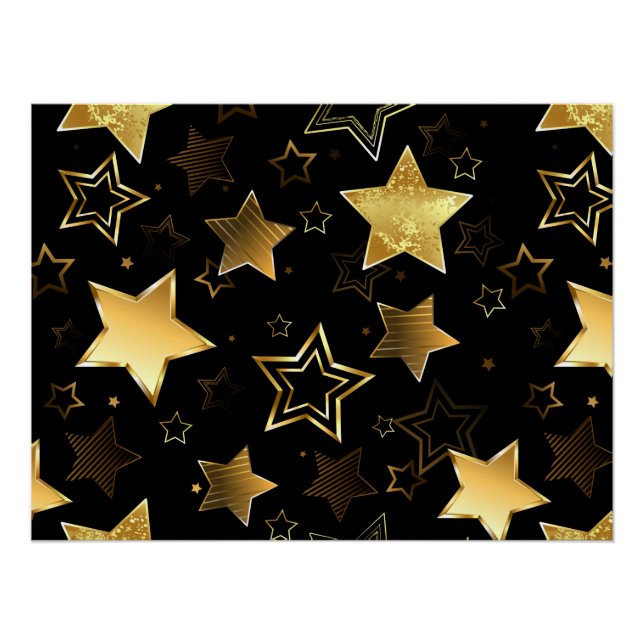 Seamless pattern with Golden Stars Poster (Front)