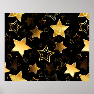 Seamless pattern with Golden Stars Poster